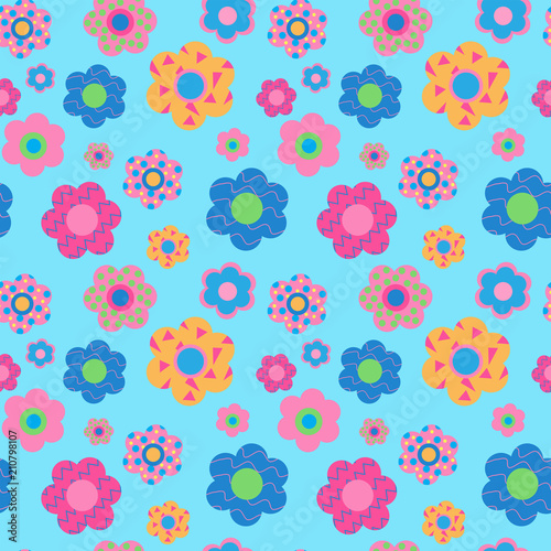 Fototapeta Naklejka Na Ścianę i Meble -  Cute floral seamless texture with decorative daisies