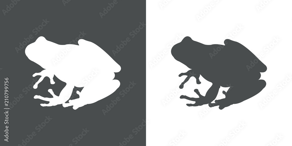 Naklejka premium Płaska ikona sylwetka żaby w kolorze szarym i białym