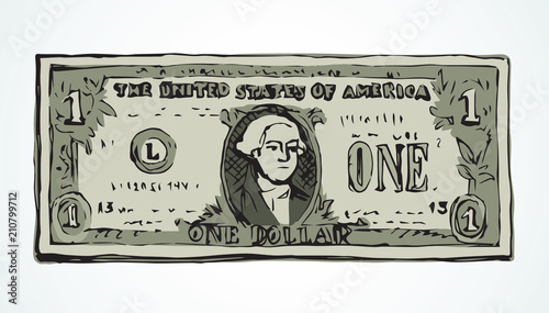 One dollar. Vector drawing