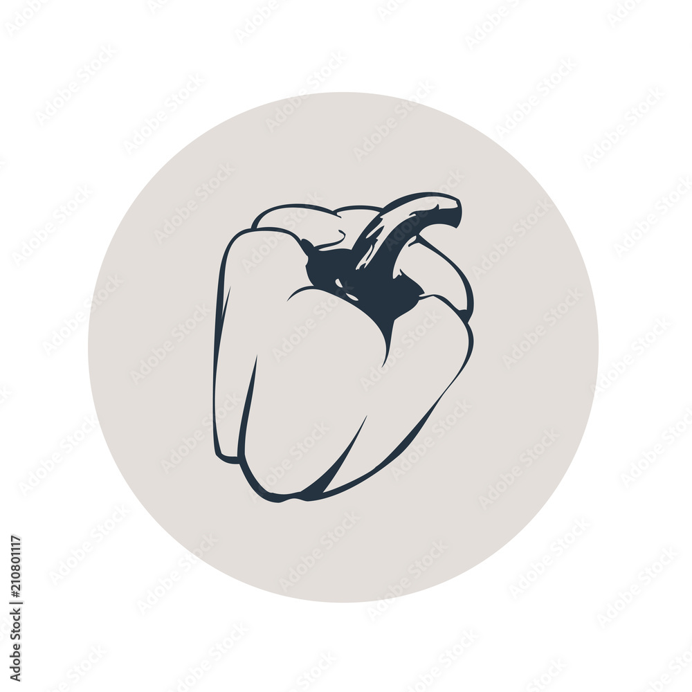 Icono plano pimiento en circulo gris Icono plano pimiento en circulo gris