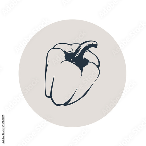 Icono plano pimiento en circulo gris