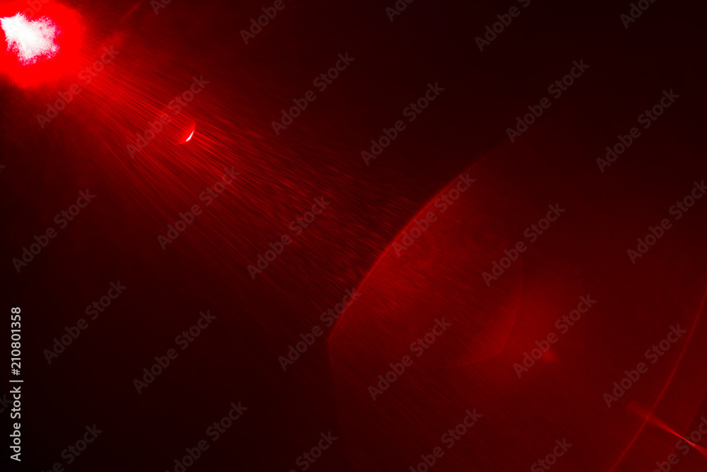 Camera lens flare by laser light create hexagons of objective iris