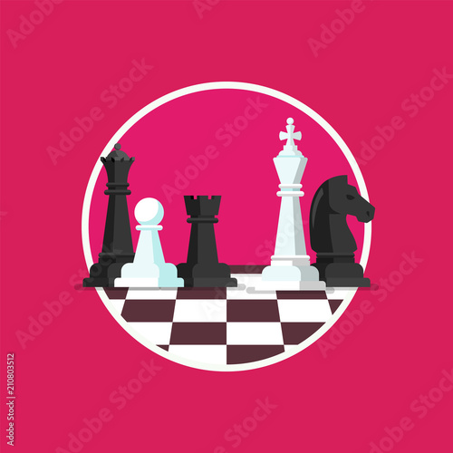 Business strategy with chess figures on a chess board