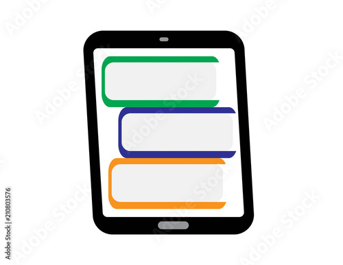 Digital book icon - ebook reader with books