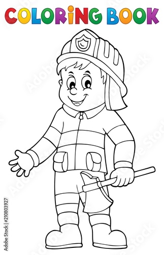 Coloring book firefighter man 1