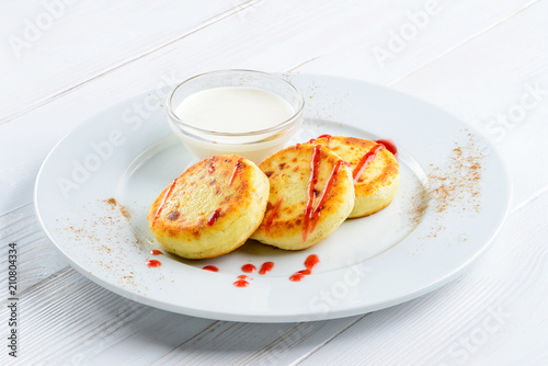 Appetizing sweet cottage cheese pancakes