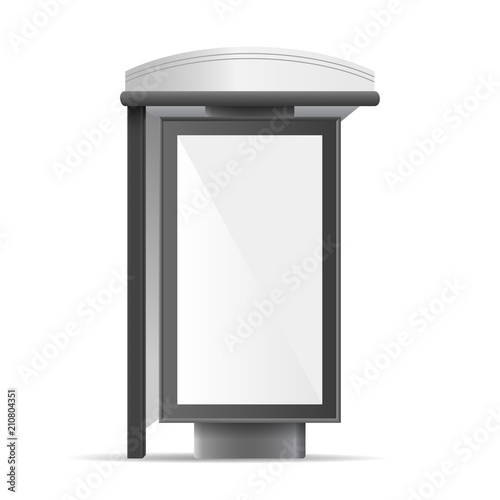 Realistic Detailed 3d White Mockup Billboard Bus Stop. Vector
