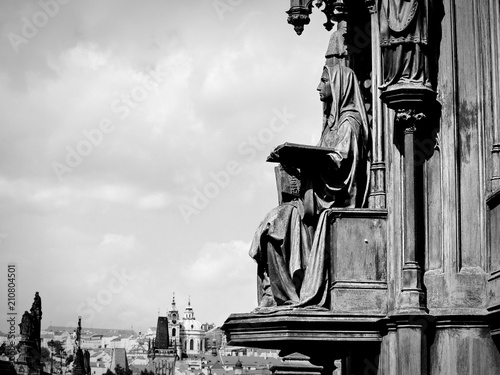 One of the statues on the The Monument of Charles the 4th In Prague, Czech Republic	