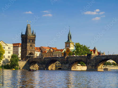 The Charles Bridge over the Vltava River in Prague, Czech Republic 