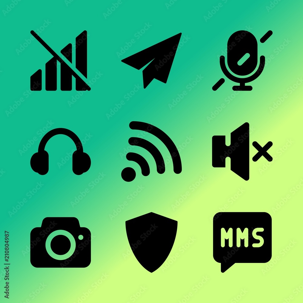 Vector icon set about mobile device with 9 icons related to sign, read, transmission, mark, effect, social, protection, shape, protect and communication Vector icon set about mobile device with 9 icons related to sign, read, transmission, mark, effect, social, protection, shape, protect and communication