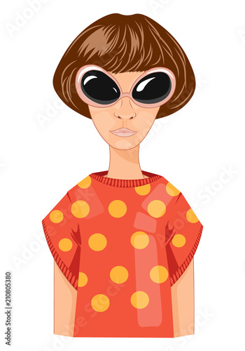 Modern woman with short hair Vector cartoon illustrations