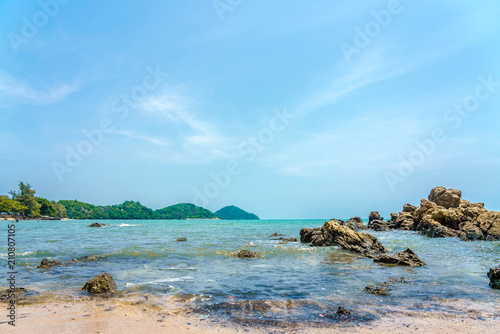 Beautiful Tropical Beach blue ocean background Summer view Sunshine at Sand and Sea Asia Beach Thailand Destinations 