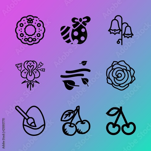 Vector icon set about flowers with 9 icons related to foil  wallpaper  red  space  beauty  abstract  ingredient  vertical  fir and plant