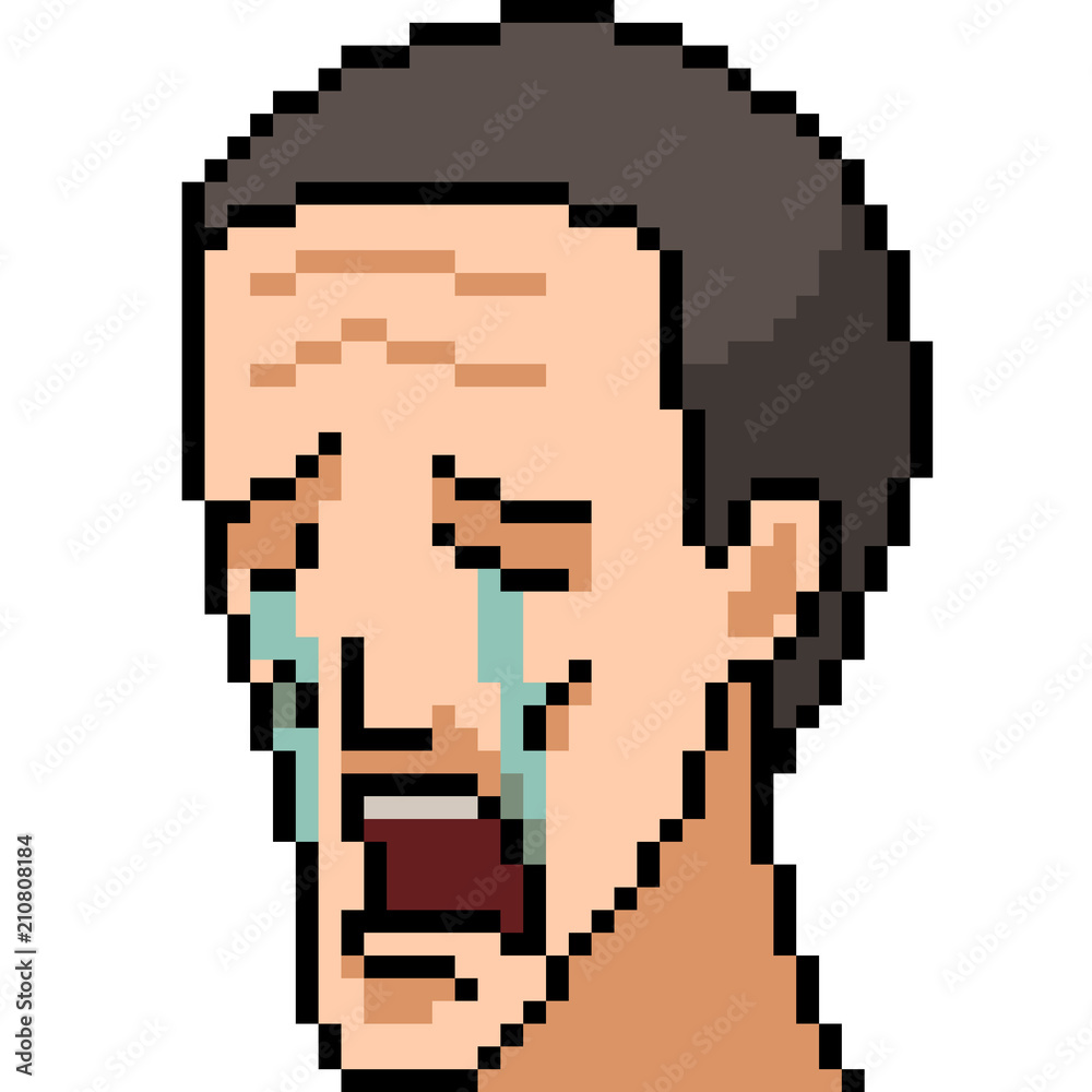 Fototapeta premium vector pixel art man cry expression