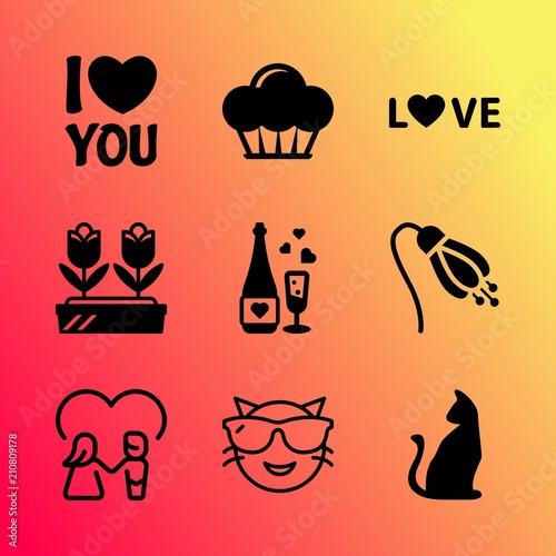 Wallpaper Mural Vector icon set about love with 9 icons related to gift, leaf, cream, date, message, set, elegance, summer, print and icon Torontodigital.ca