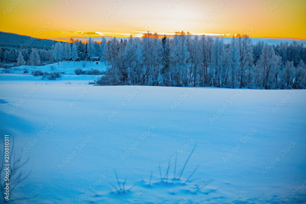 Wonderful winter landscape in Lapland, Finland