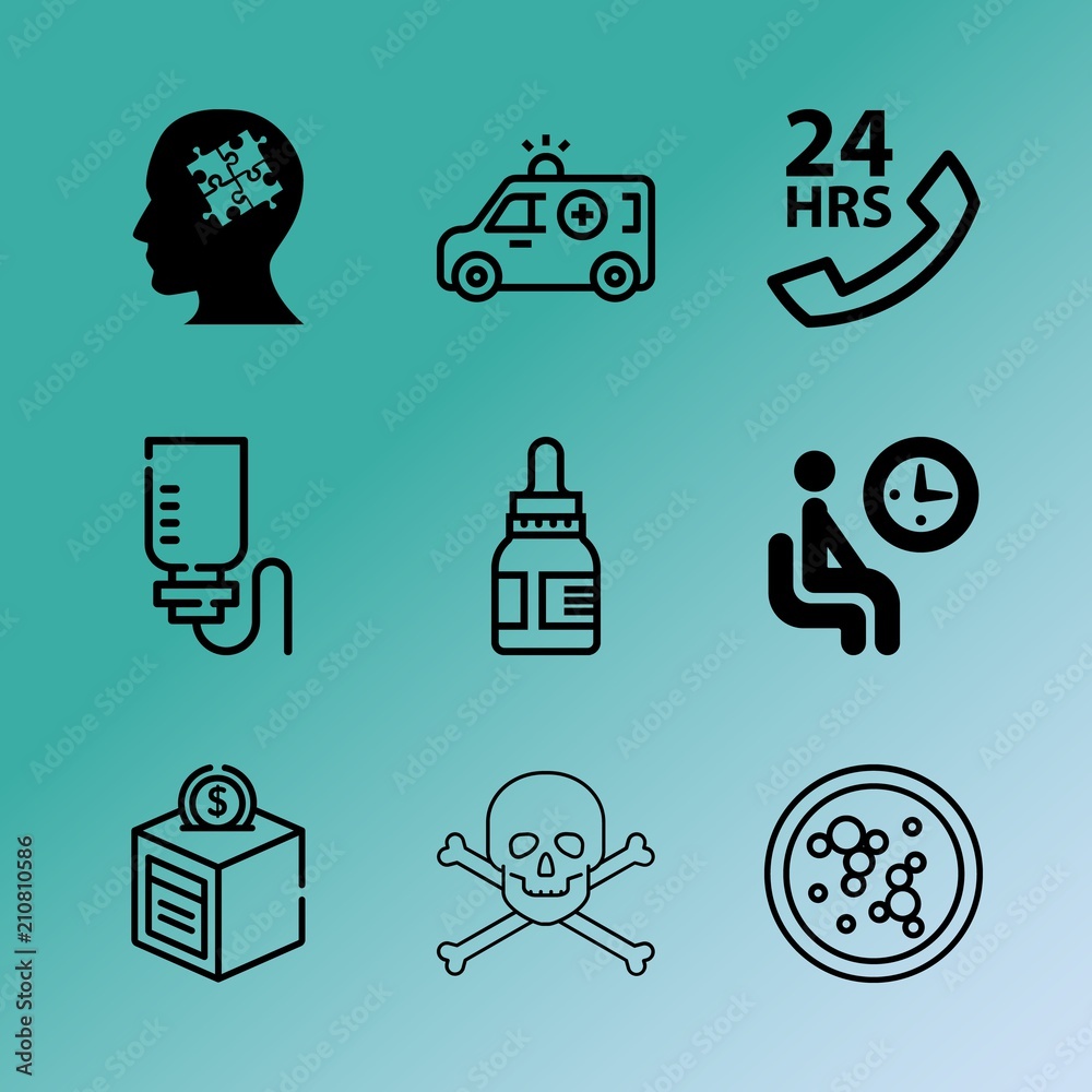 Vector icon set about medicine with 9 icons related to pulse, aid, caution, administrator, facility, space, warning, ambulance, blue and chemistry Vector icon set about medicine with 9 icons related to pulse, aid, caution, administrator, facility, space, warning, ambulance, blue and chemistry
