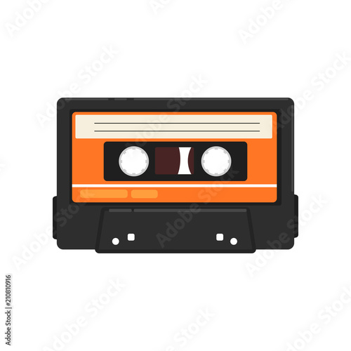 Retro audio music cassette tape vector Illustration on a white background