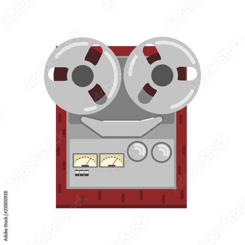 Retro reel recorder tape player vector Illustration on a white background