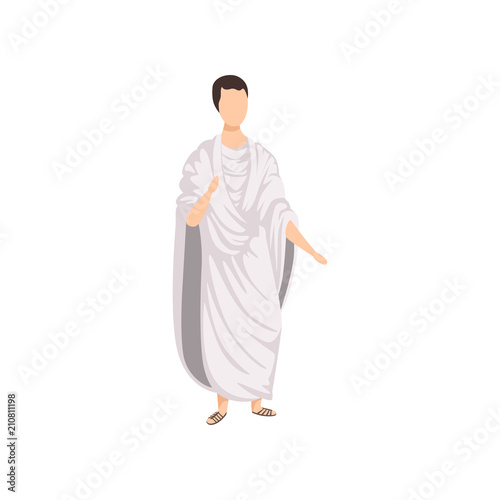 Roman citizen, man in traditional clothes of Ancient Rome vector Illustration on a white background
