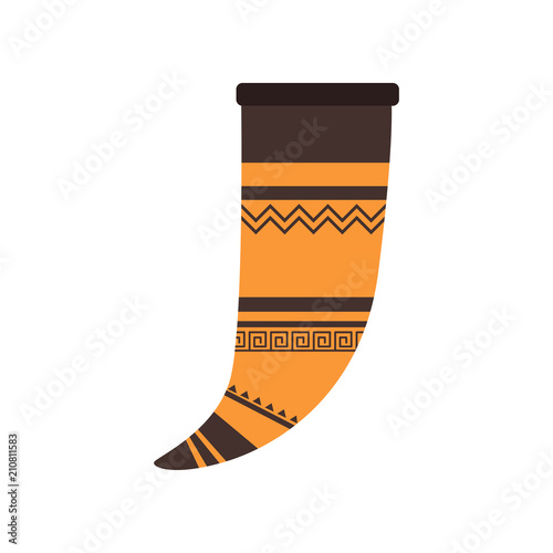Drinking horn, vessel with traditional Roman ornament vector Illustration on a white background