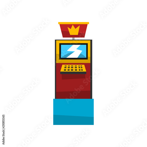 Electronic slot game machine with crown vector Illustration isolated on a white background