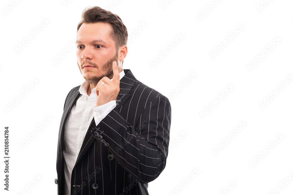 Portrait of business man showing idea gesture. Portrait of business man showing idea gesture.