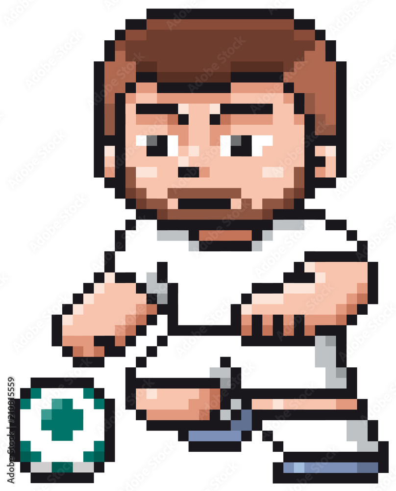 Fototapeta premium Vector illustration of Cartoon Soccer player - Pixel design