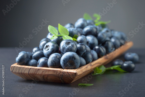 Wallpaper Mural Blueberries with green leaves. Torontodigital.ca