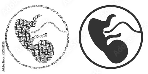 Prenatal mosaic icon of one and zero digits in random sizes. Vector digit symbols are combined into prenatal collage design concept.