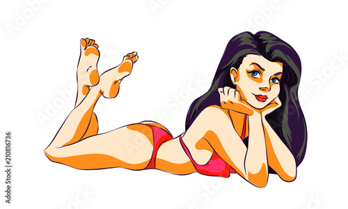 girl in swimsuit bikini, hello summer, holidays on the beach, sexy girl in bikini.