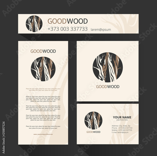 Template  for the brand moon wood company , wood factory, wood carvers, wood floor, shop, bar. Element for design Business card, banner, pattern, brochure template.
