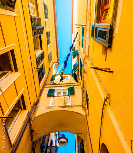 Colorful buildings in Monterosso in Cinque Terre, Italy photo