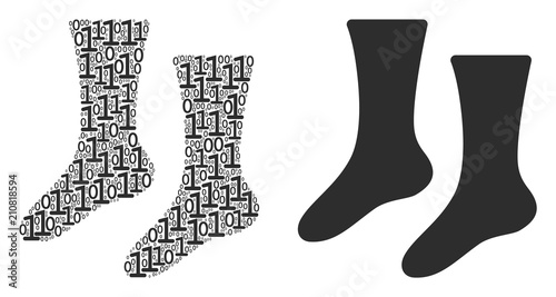 Socks collage icon of zero and null digits in various sizes. Vector digits are composed into socks illustration design concept.