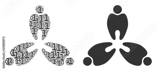 Stomatology composition icon of binary digits in variable sizes. Vector digit symbols are organized into stomatology illustration design concept.