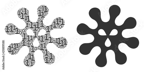 Virus mosaic icon of zero and null digits in random sizes. Vector digital symbols are combined into virus illustration design concept.