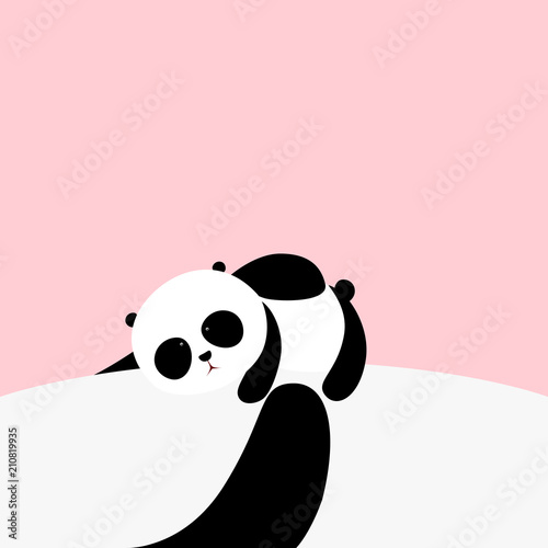 Vector Illustration: A cute cartoon little panda is lying on the belly of his father / mother, his father / mother is holding him in his / her arms, for Happy International Children`s Day