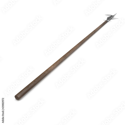 Guisarme Pole Weapon on white. 3D illustration