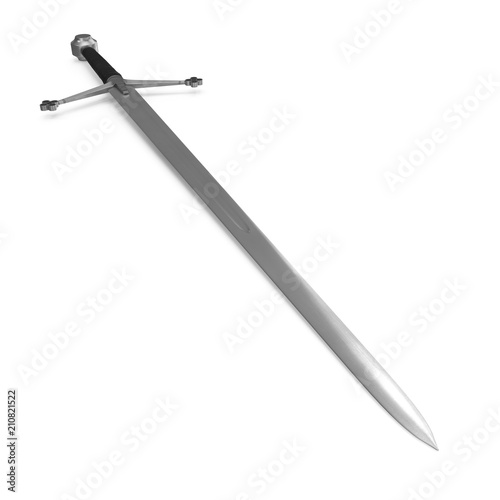 Knight Sword on white. 3D illustration