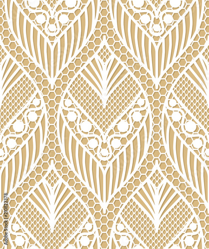 Seamless lace pattern made of abstarct ethnic ornamental leaves