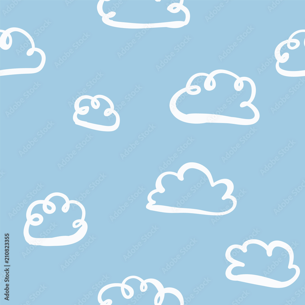 Cute hand drawn clouds on sky seamless pattern Cute hand drawn clouds on sky seamless pattern