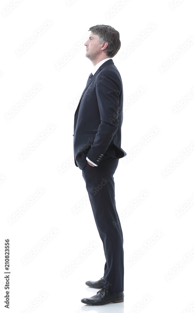 side view. Portrait of serious businessman. side view. Portrait of serious businessman.