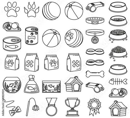 Line art black and white 37 pet shop elements