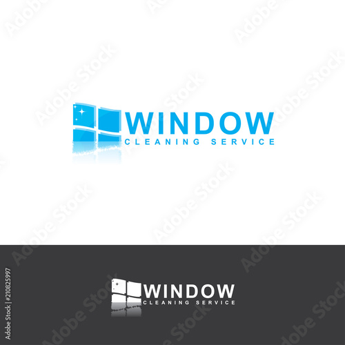 window cleaning service blue logo design