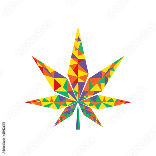 Cannabis creative logo, art of marijuana leaves, low poly colorful design
