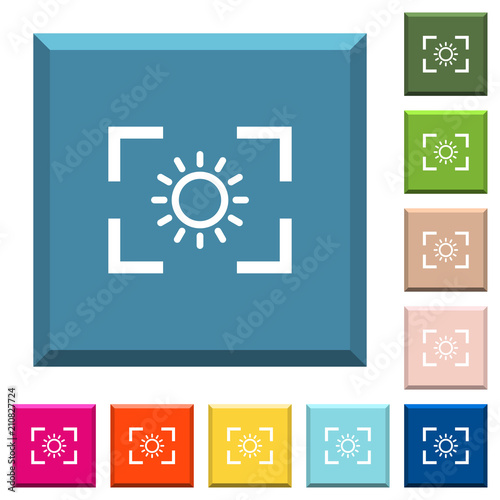 Camera brightness setting white icons on edged square buttons