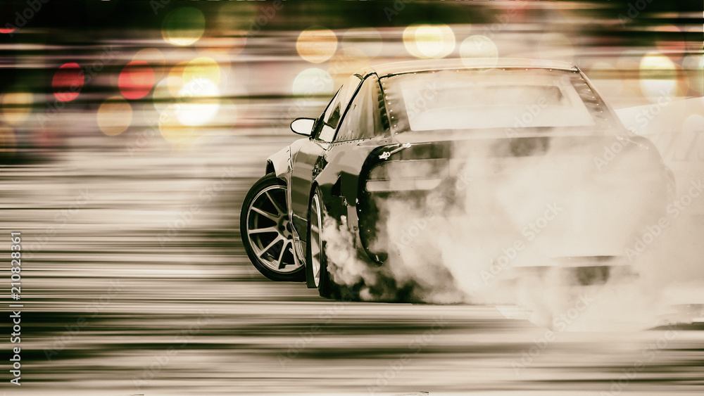 Race Car Drifting on Road through Forest · Free Stock Photo