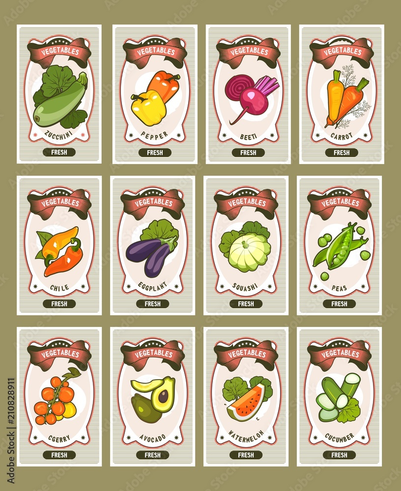Plakat vegetables card set