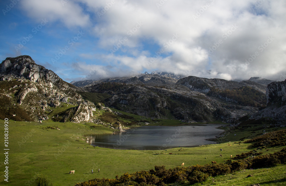 Asturias, Spain; September 29, 2017: Lake Encina in Covadonga