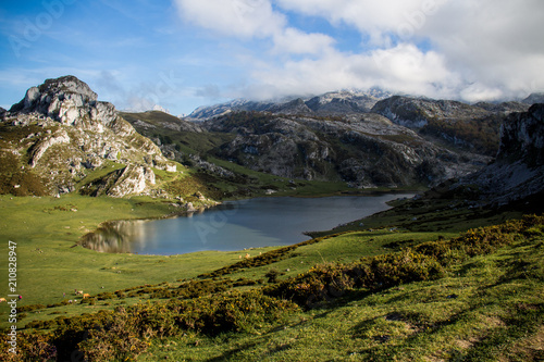 Asturias, Spain; September 29, 2017: Lake Encina in Covadonga